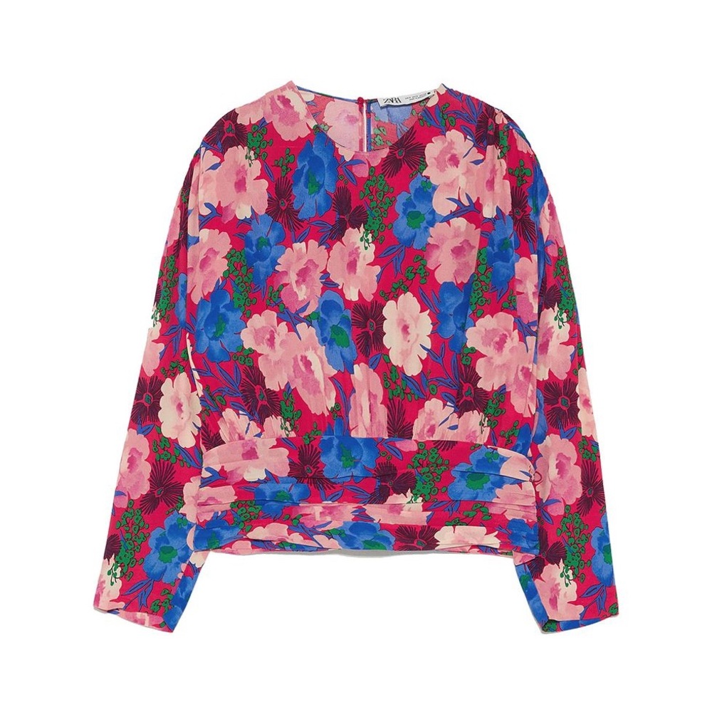 Zara Floral Print Draped Top